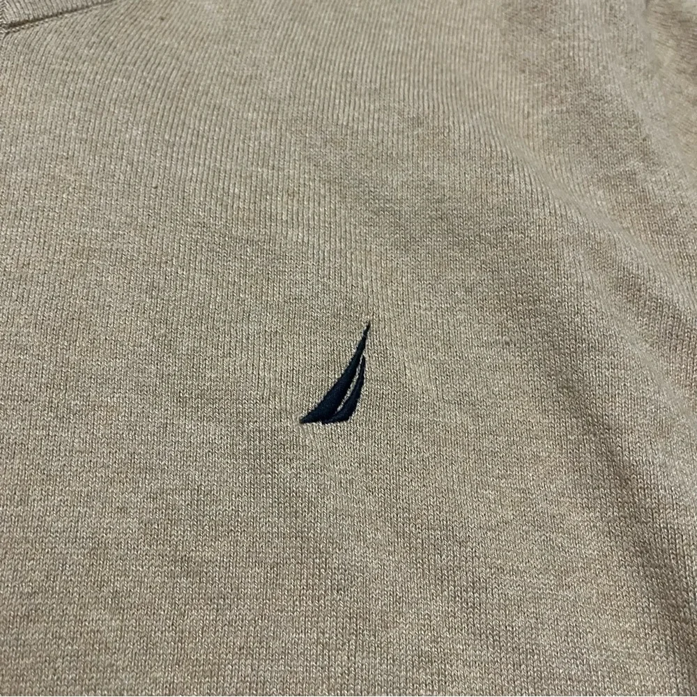 Nautica Men's Beige V-Neck Sweater Size XLarge Tall Classic Business Casual